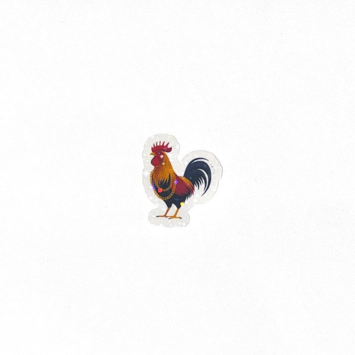 Papi Rooster Waterproof Holographic Glitter Sticker