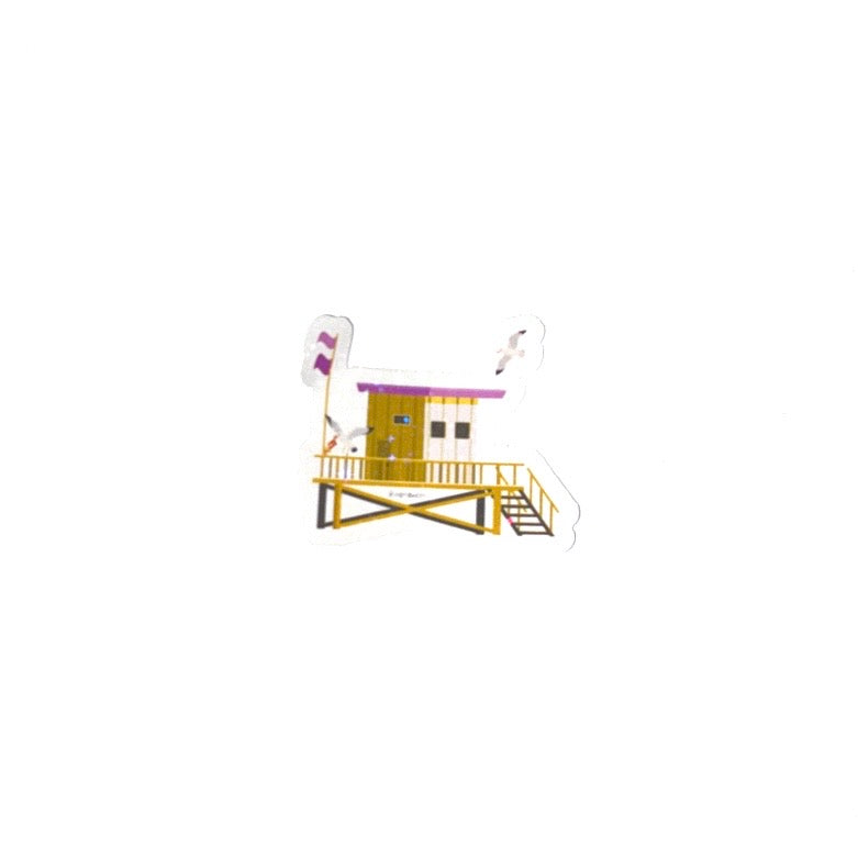Hungry Seagulls on the Beach Waterproof Holographic Glitter Sticker